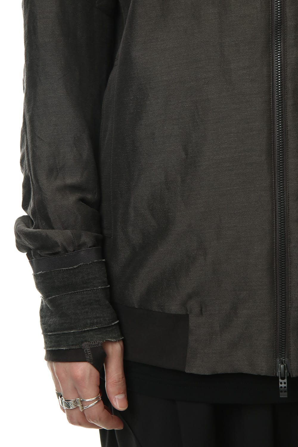 Jacket Silk Linen Voile Sand Blast Finish - Gray