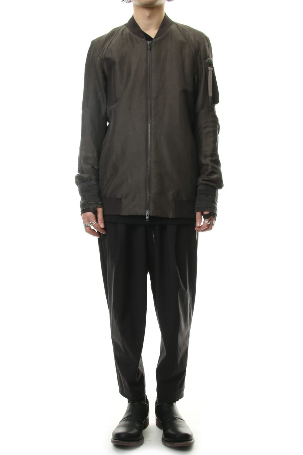 Jacket Silk Linen Voile Sand Blast Finish - Gray