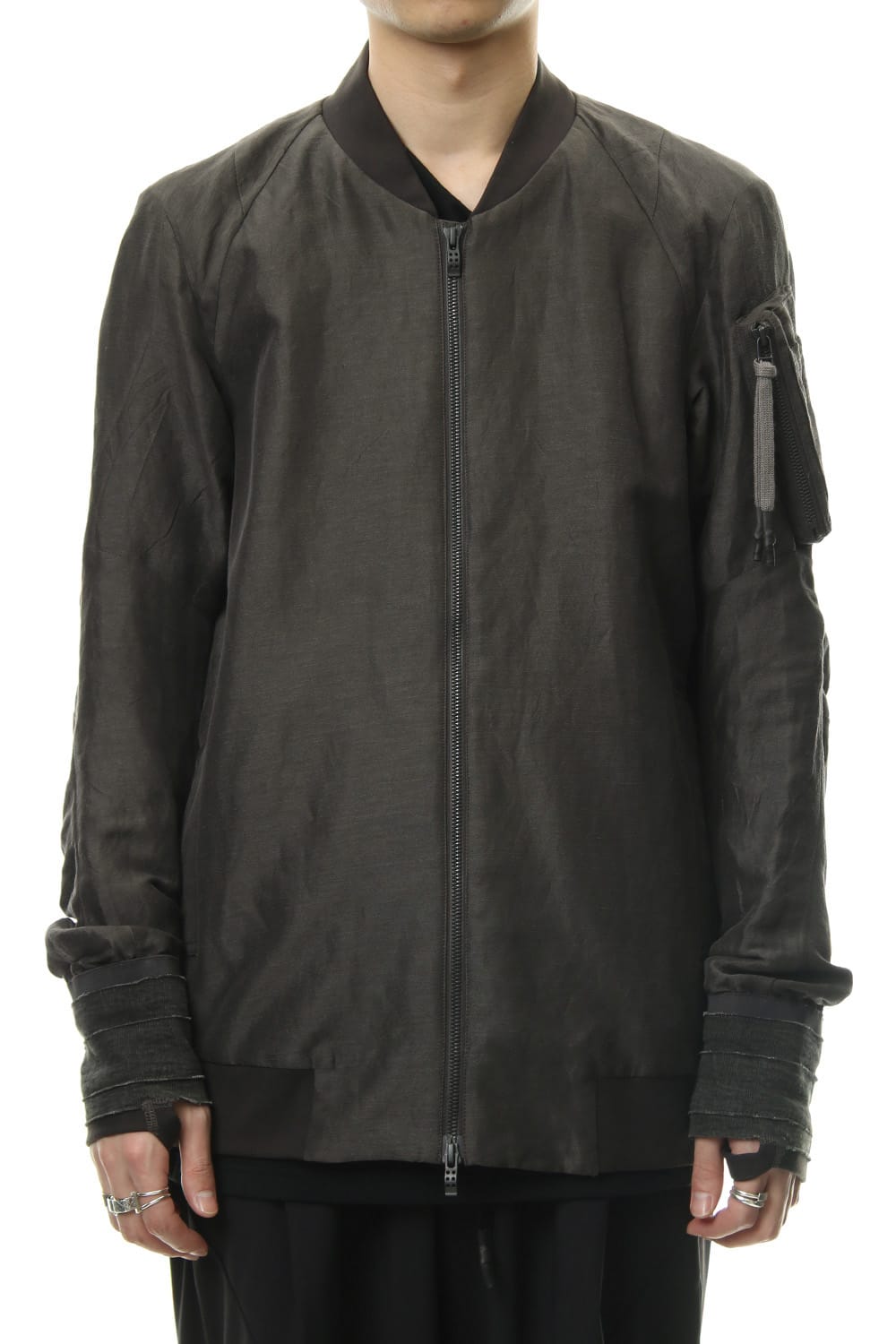 Jacket Silk Linen Voile Sand Blast Finish - Gray