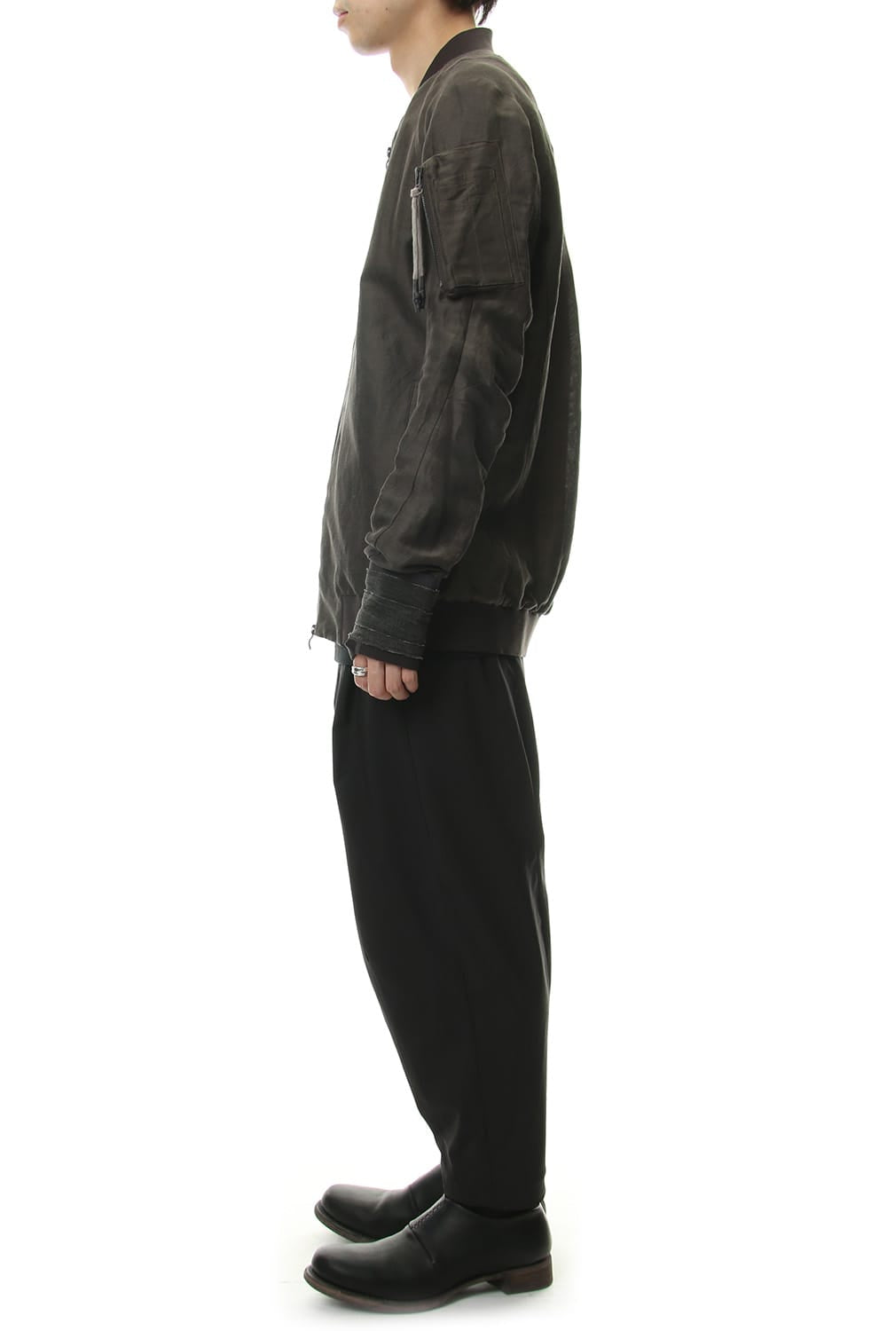 Jacket Silk Linen Voile Sand Blast Finish - Gray