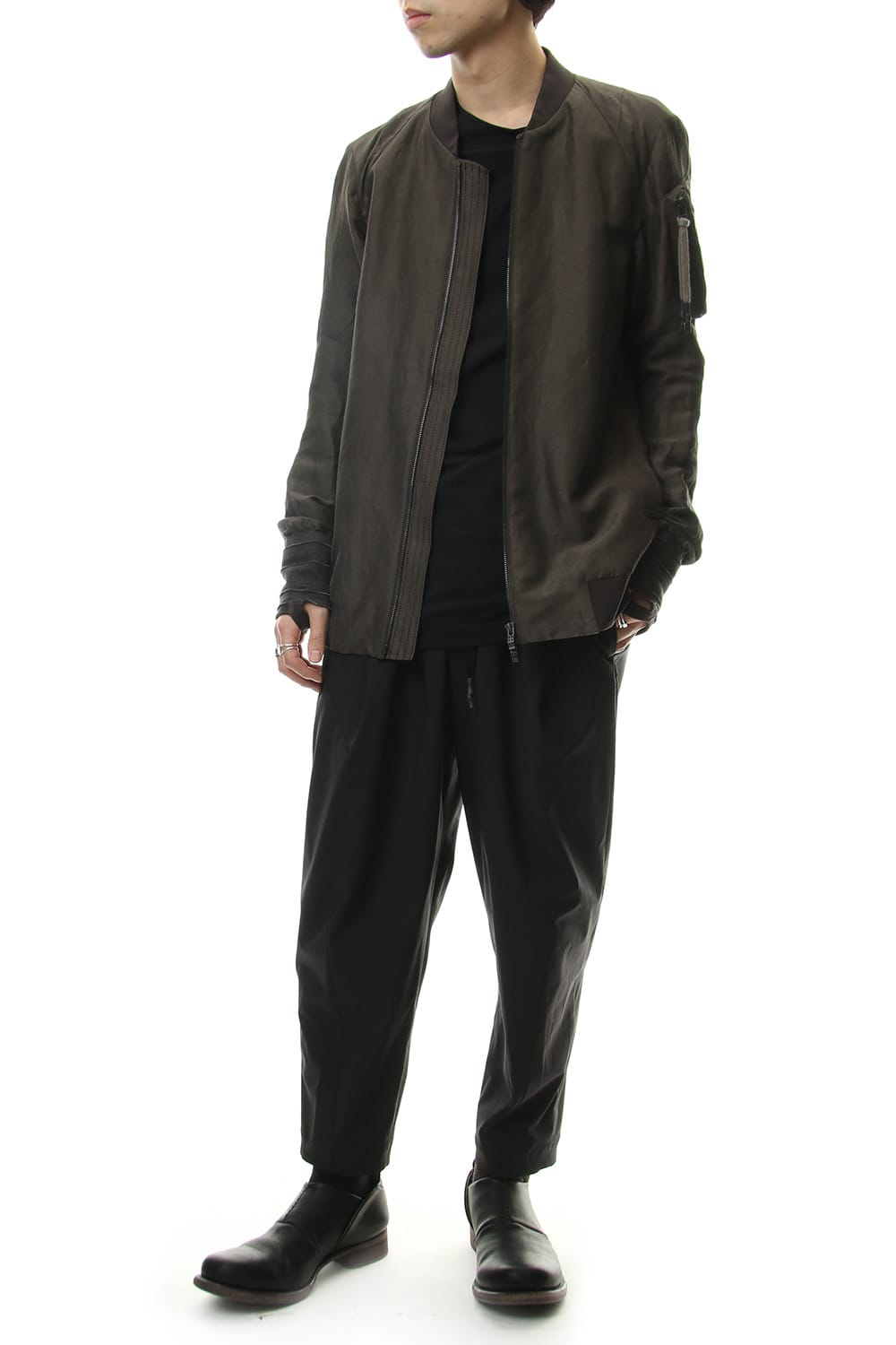 Jacket Silk Linen Voile Sand Blast Finish - Gray