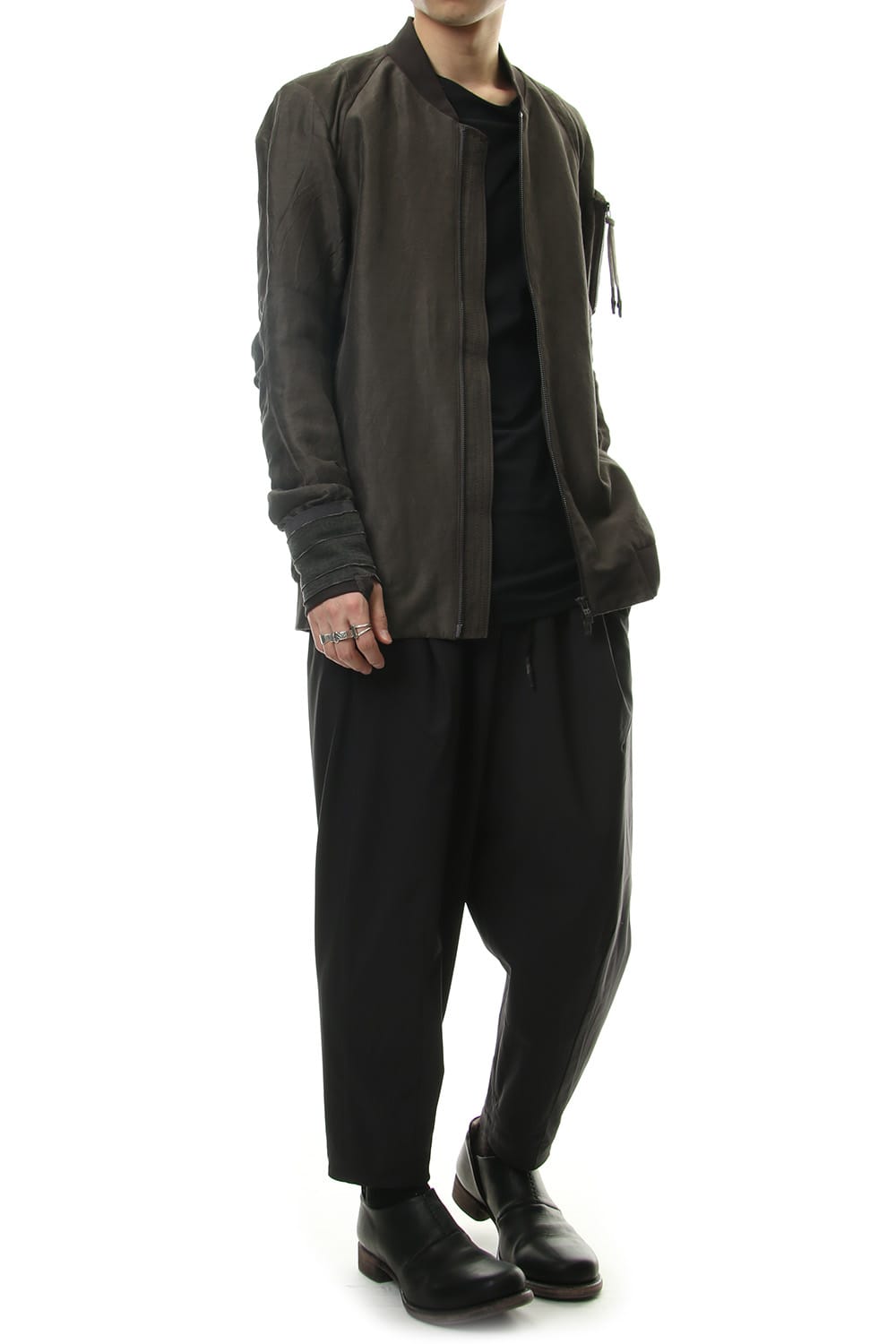 Jacket Silk Linen Voile Sand Blast Finish - Gray