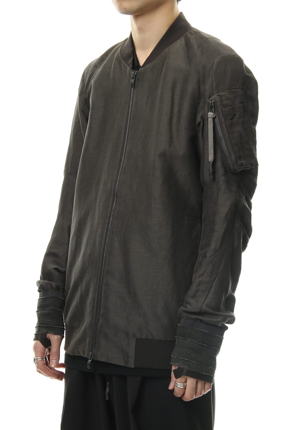 Jacket Silk Linen Voile Sand Blast Finish - Gray