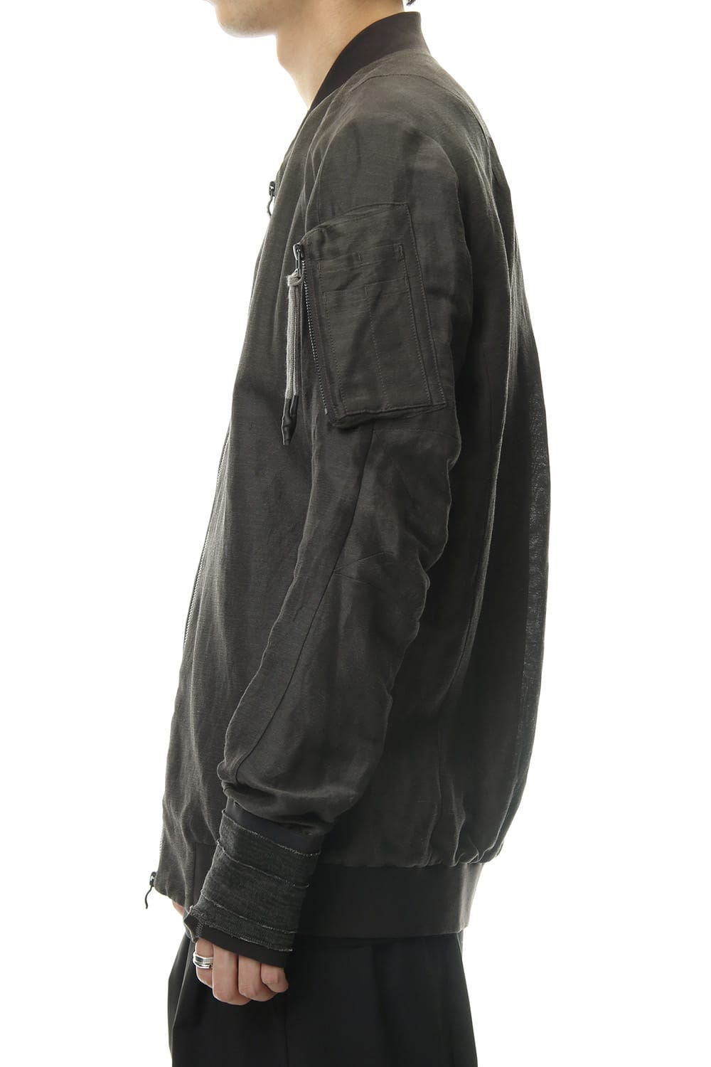 Jacket Silk Linen Voile Sand Blast Finish - Gray