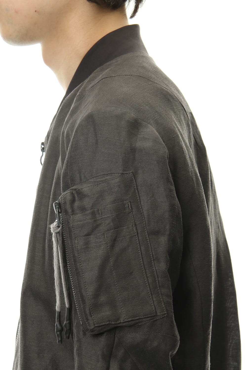 Jacket Silk Linen Voile Sand Blast Finish - Gray