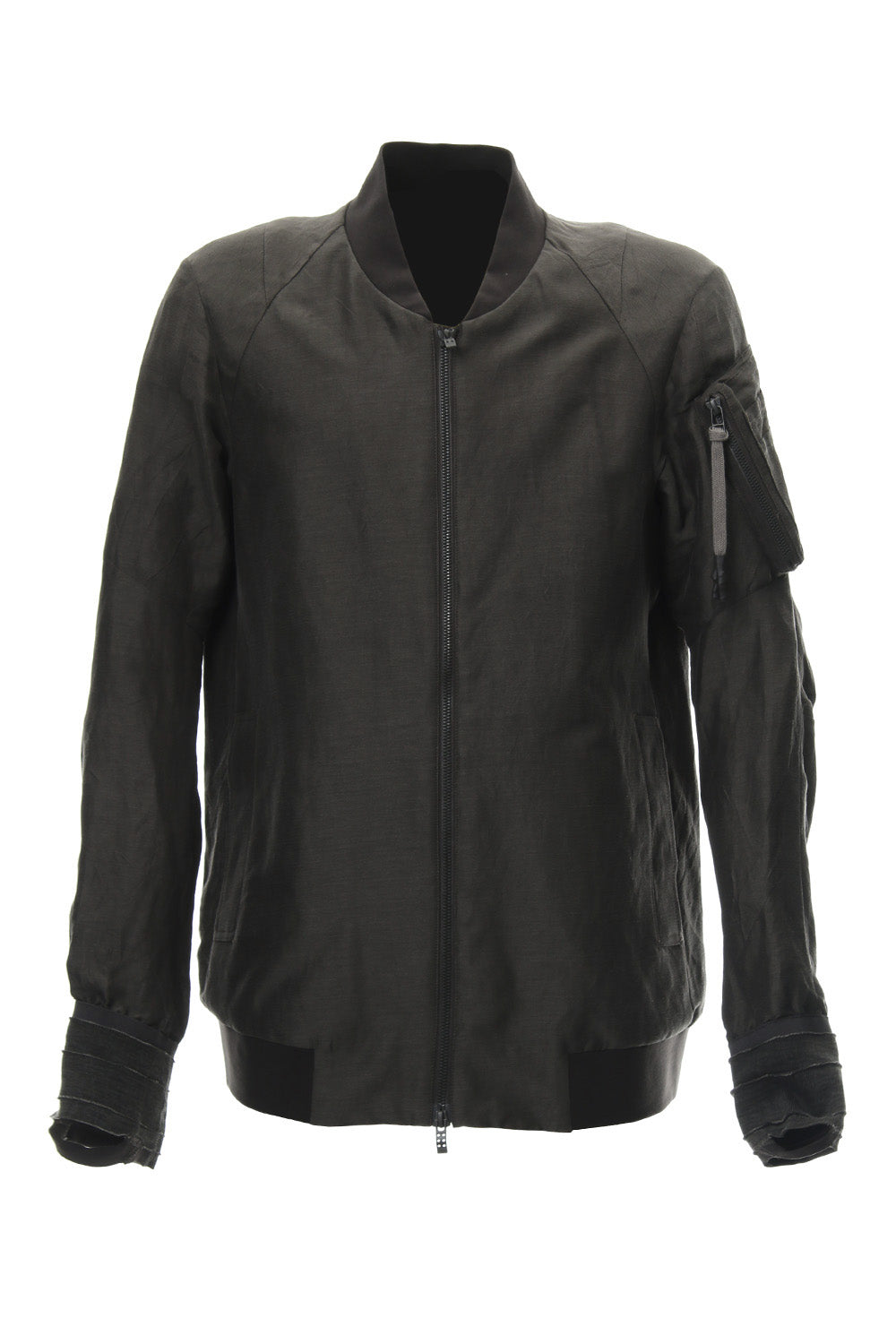 Jacket Silk Linen Voile Sand Blast Finish - Gray