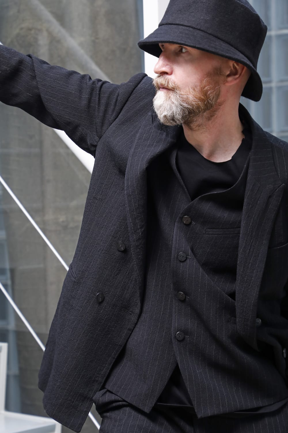 ジャケット シュリンク ウール ストライプ