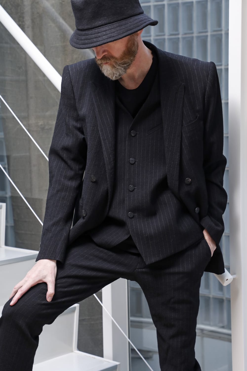 ジャケット シュリンク ウール ストライプ