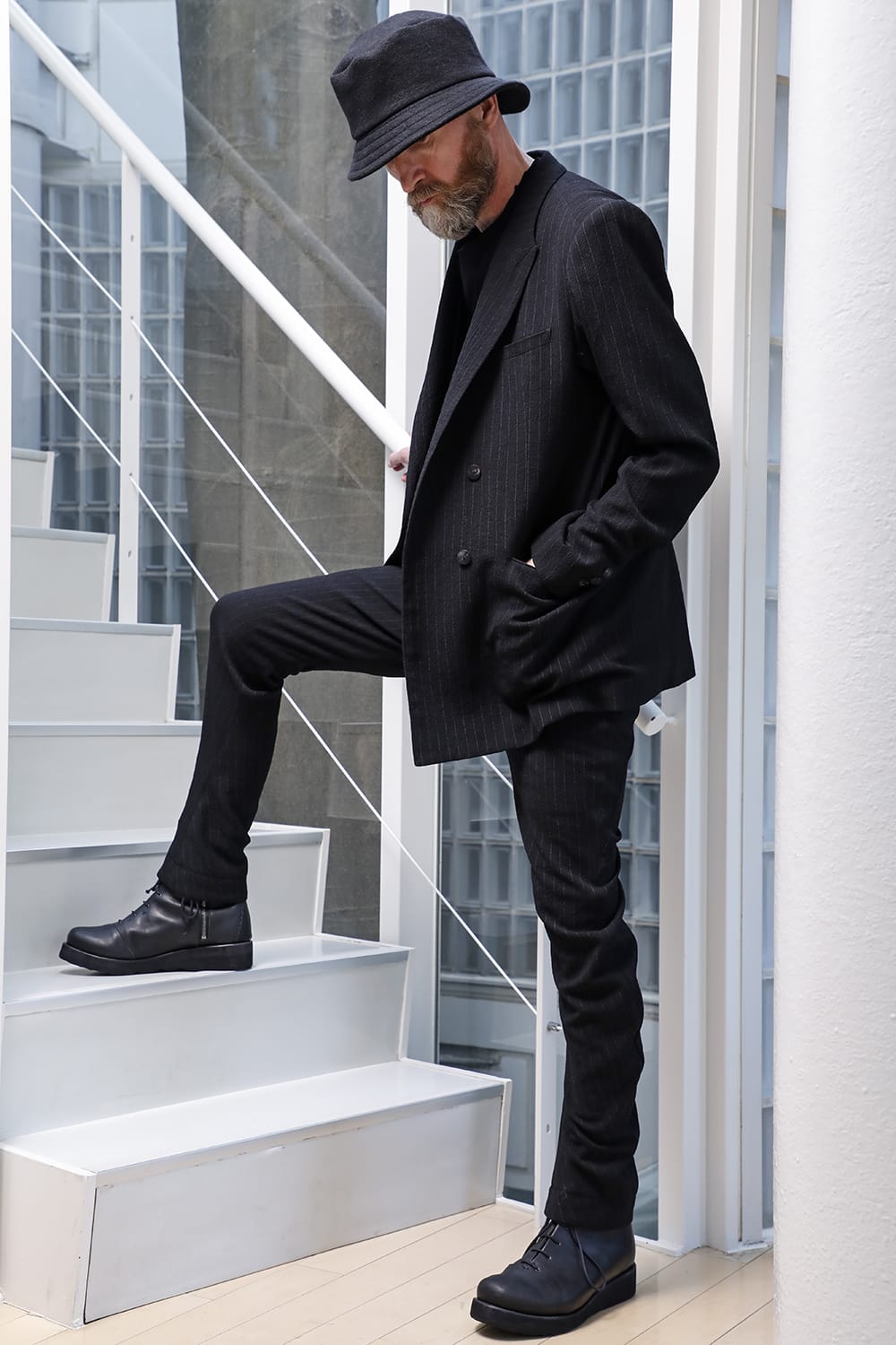 ジャケット シュリンク ウール ストライプ