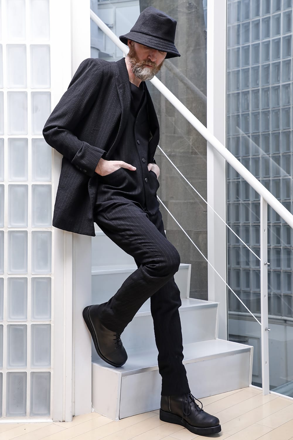 ジャケット シュリンク ウール ストライプ