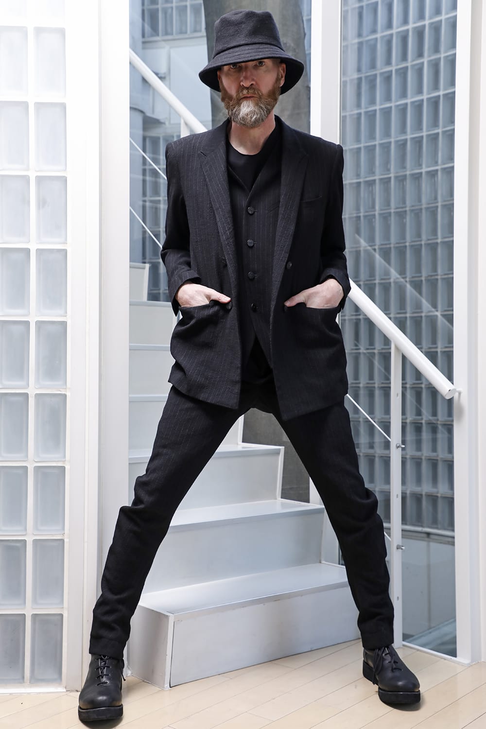 ジャケット シュリンク ウール ストライプ