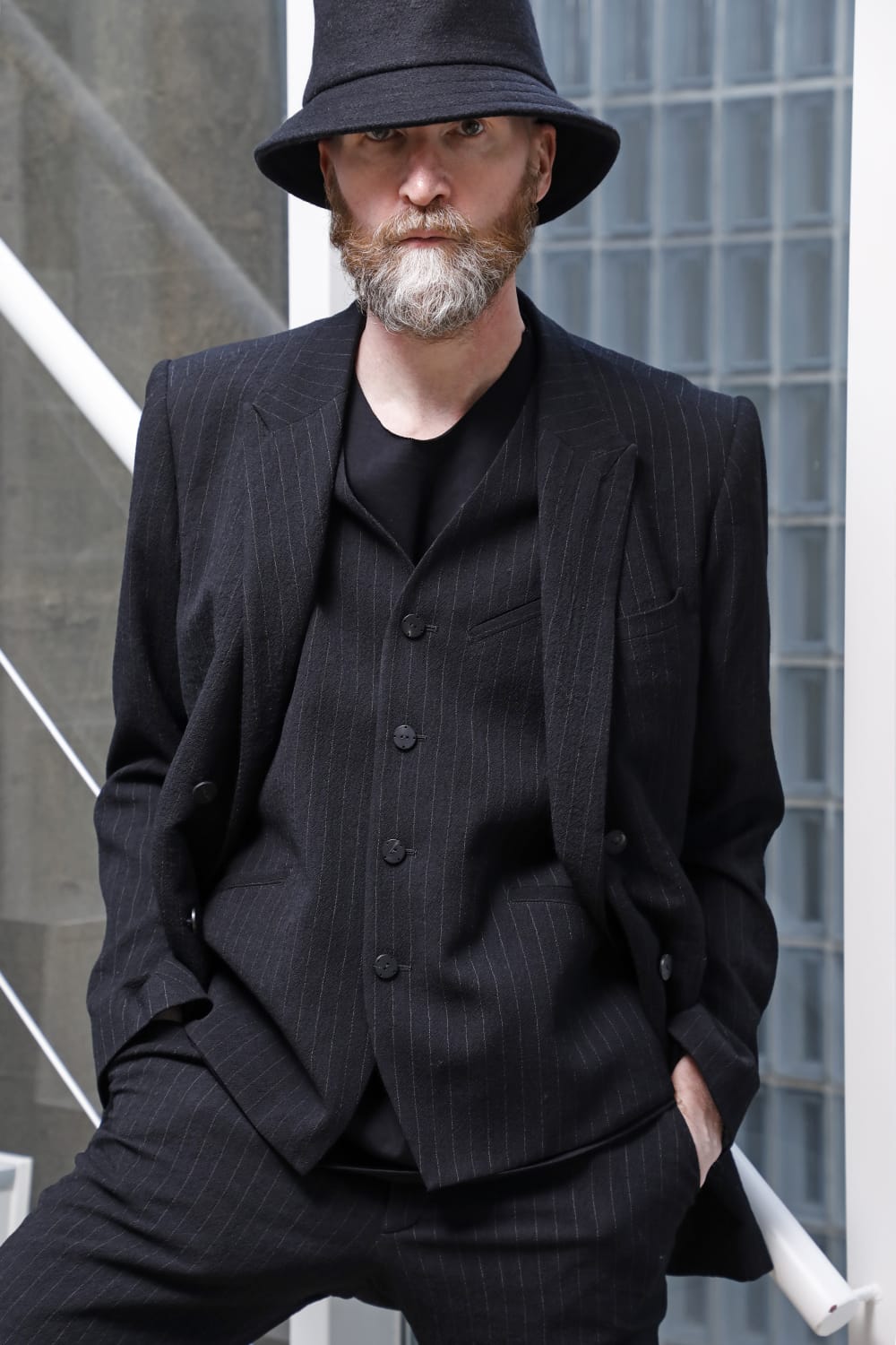 ジャケット シュリンク ウール ストライプ