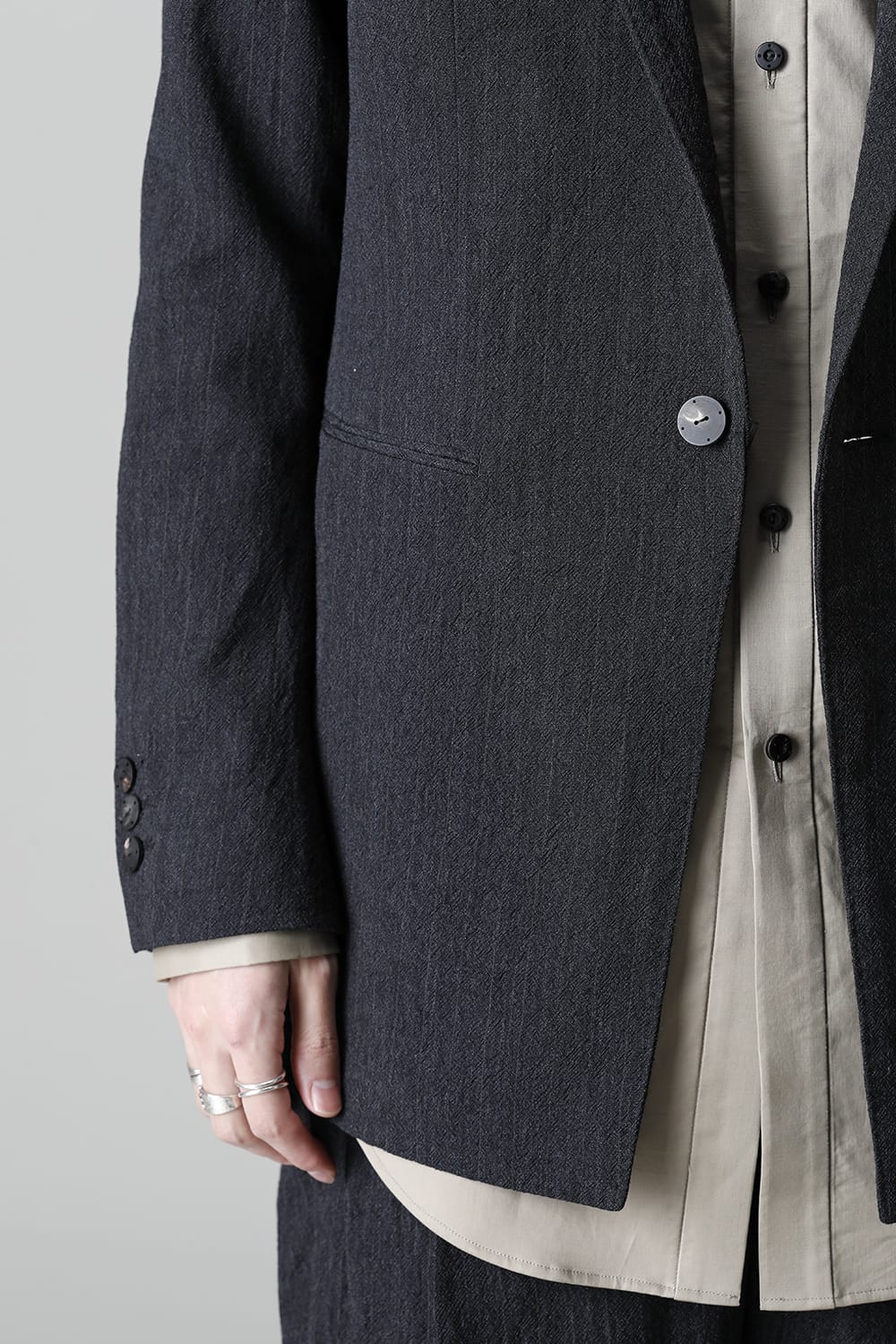 Tailored jacket shrink wool stripe