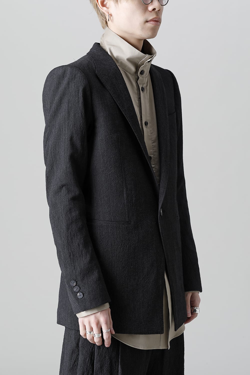 Tailored jacket shrink wool stripe