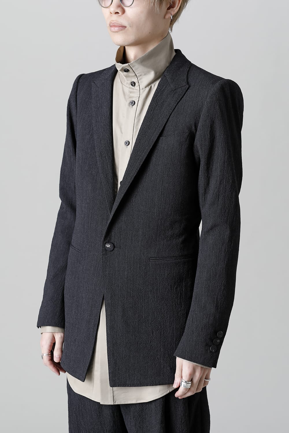 Tailored jacket shrink wool stripe