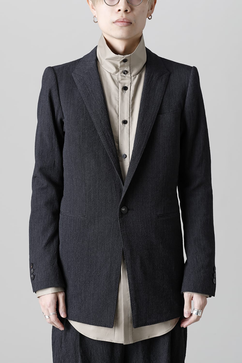 Tailored jacket shrink wool stripe