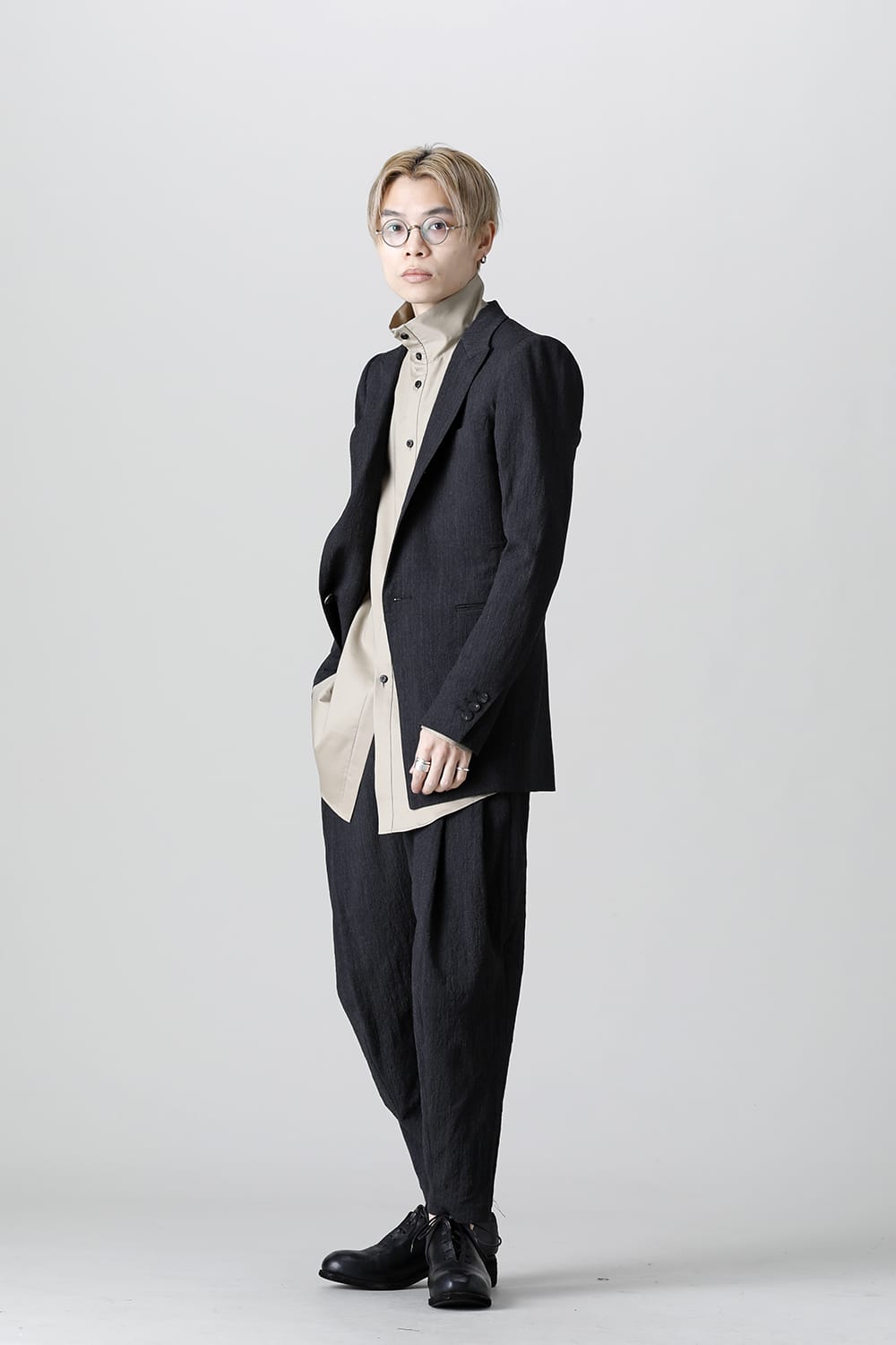 Tailored jacket shrink wool stripe