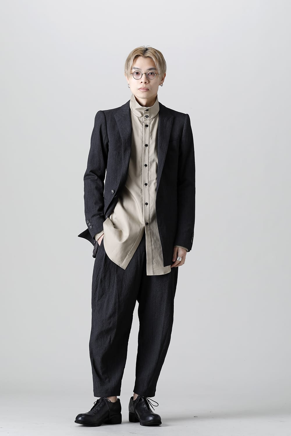 Tailored jacket shrink wool stripe