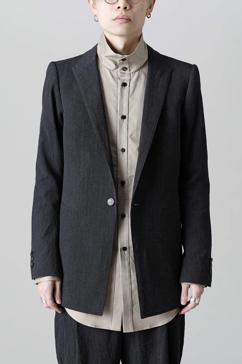 Tailored jacket shrink wool stripe