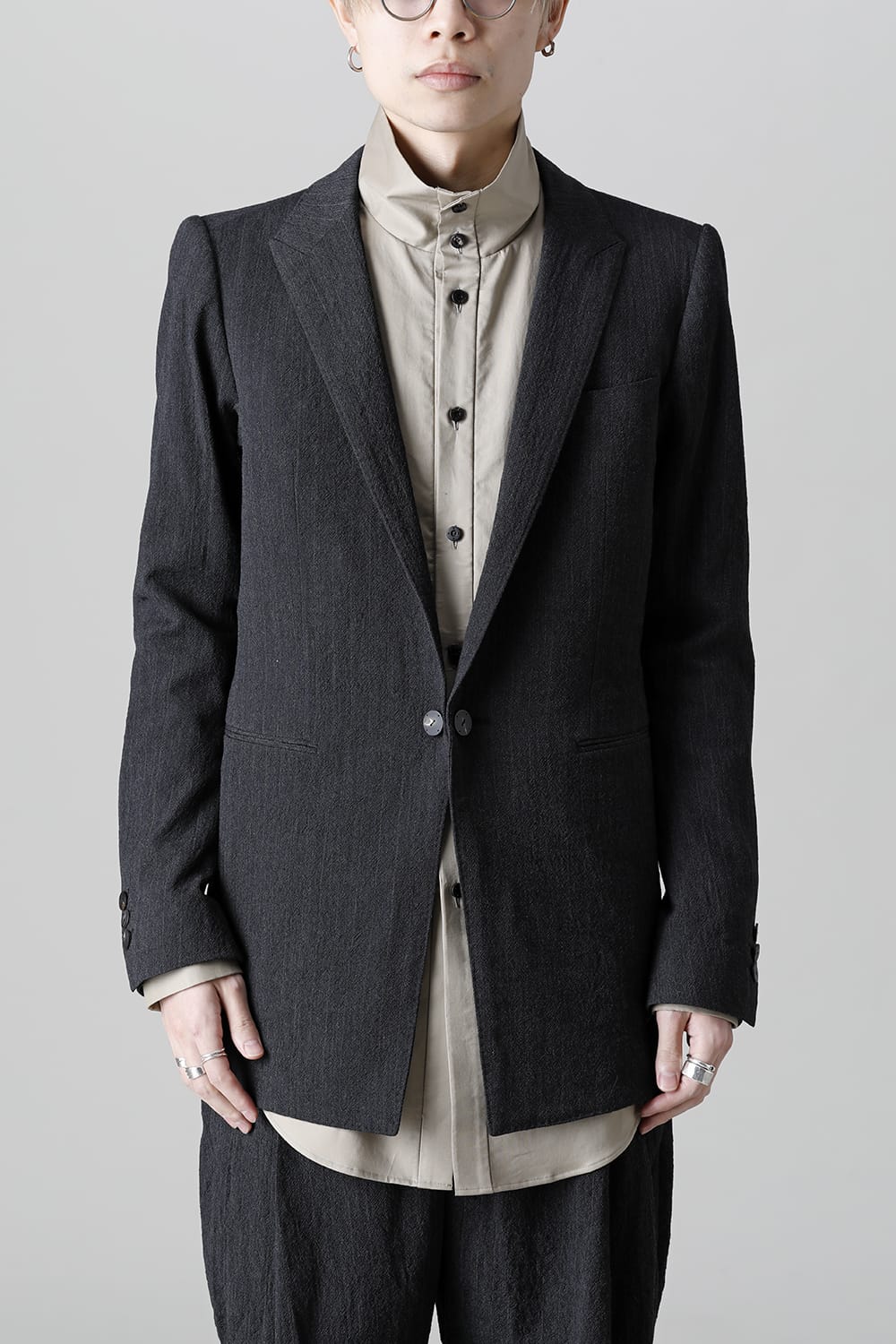 Tailored jacket shrink wool stripe