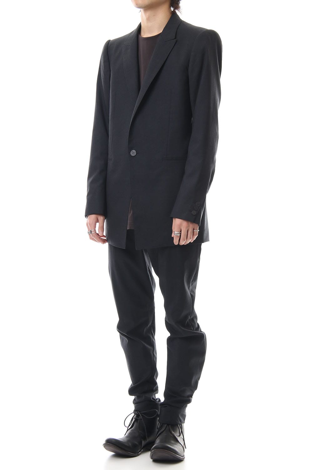 Wool Super 120's Peaked Lapel Jacket