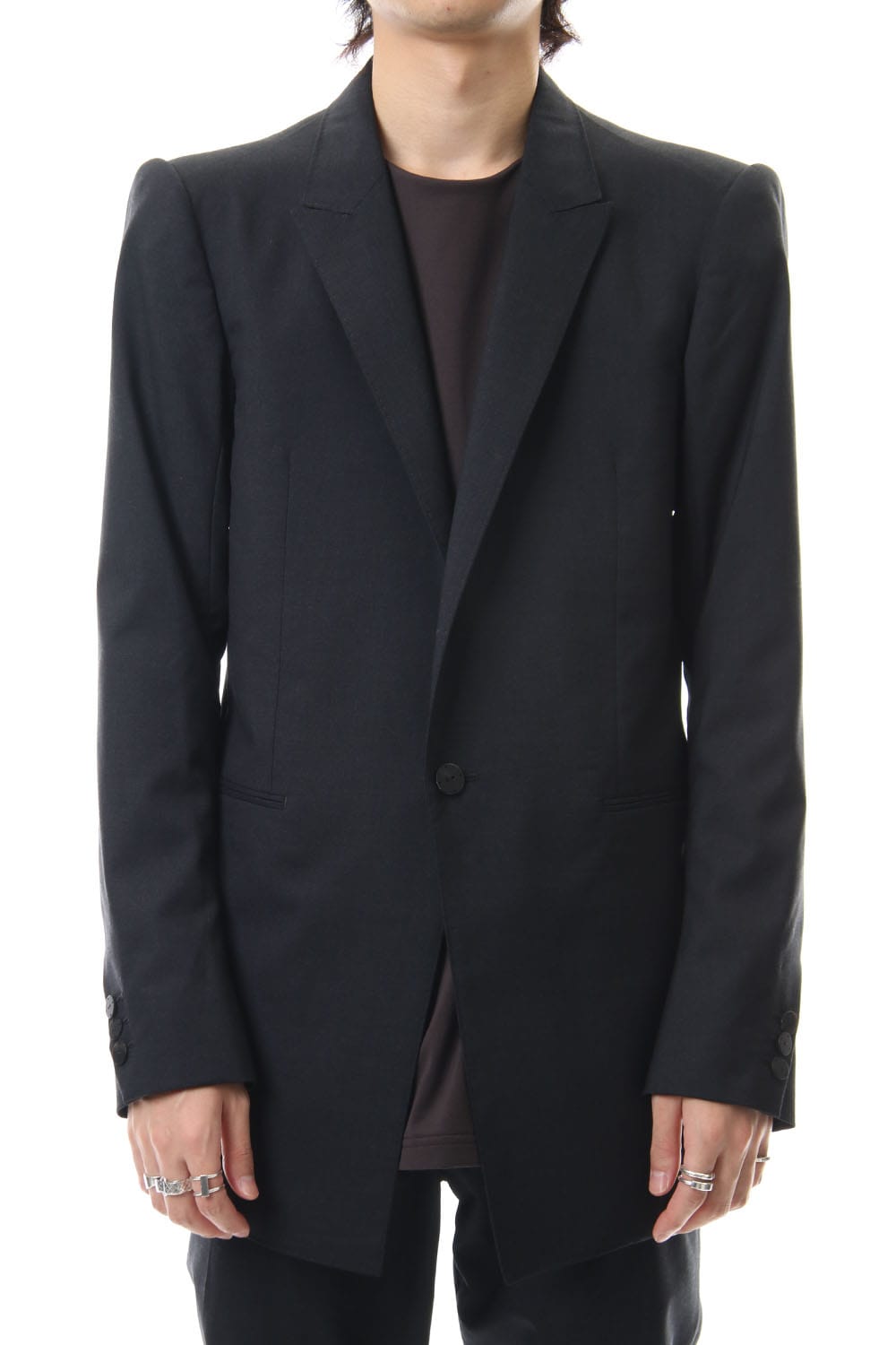 Wool Super 120's Peaked Lapel Jacket