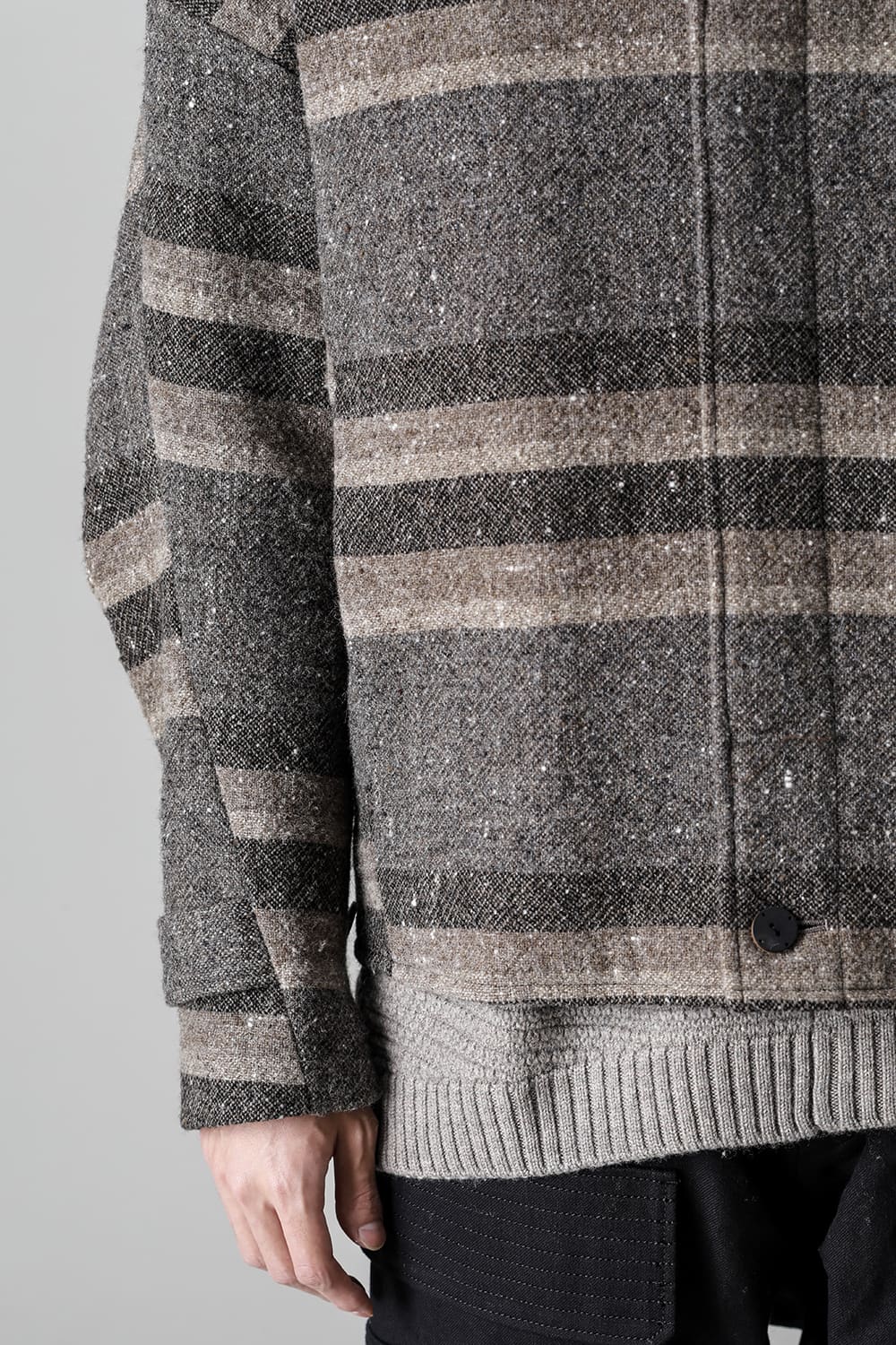 High neck jacket striped wool