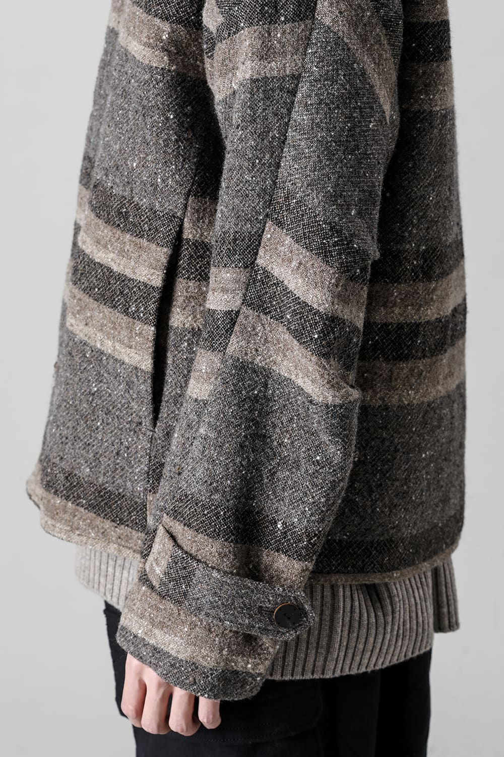 High neck jacket striped wool