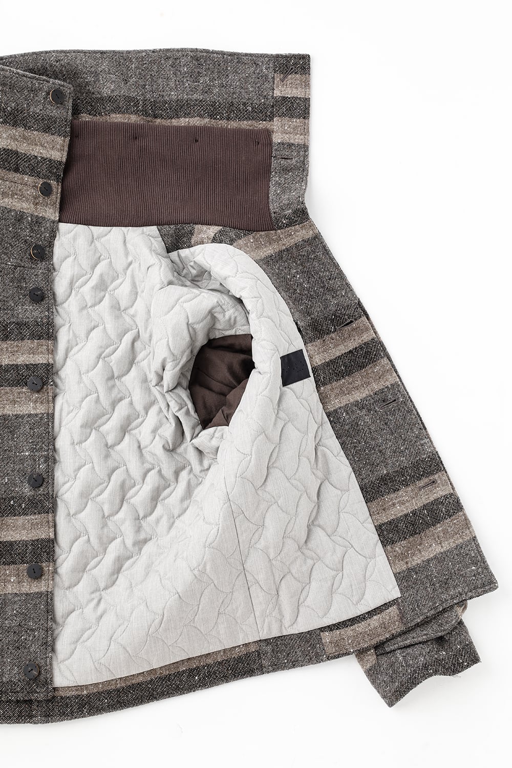 High neck jacket striped wool