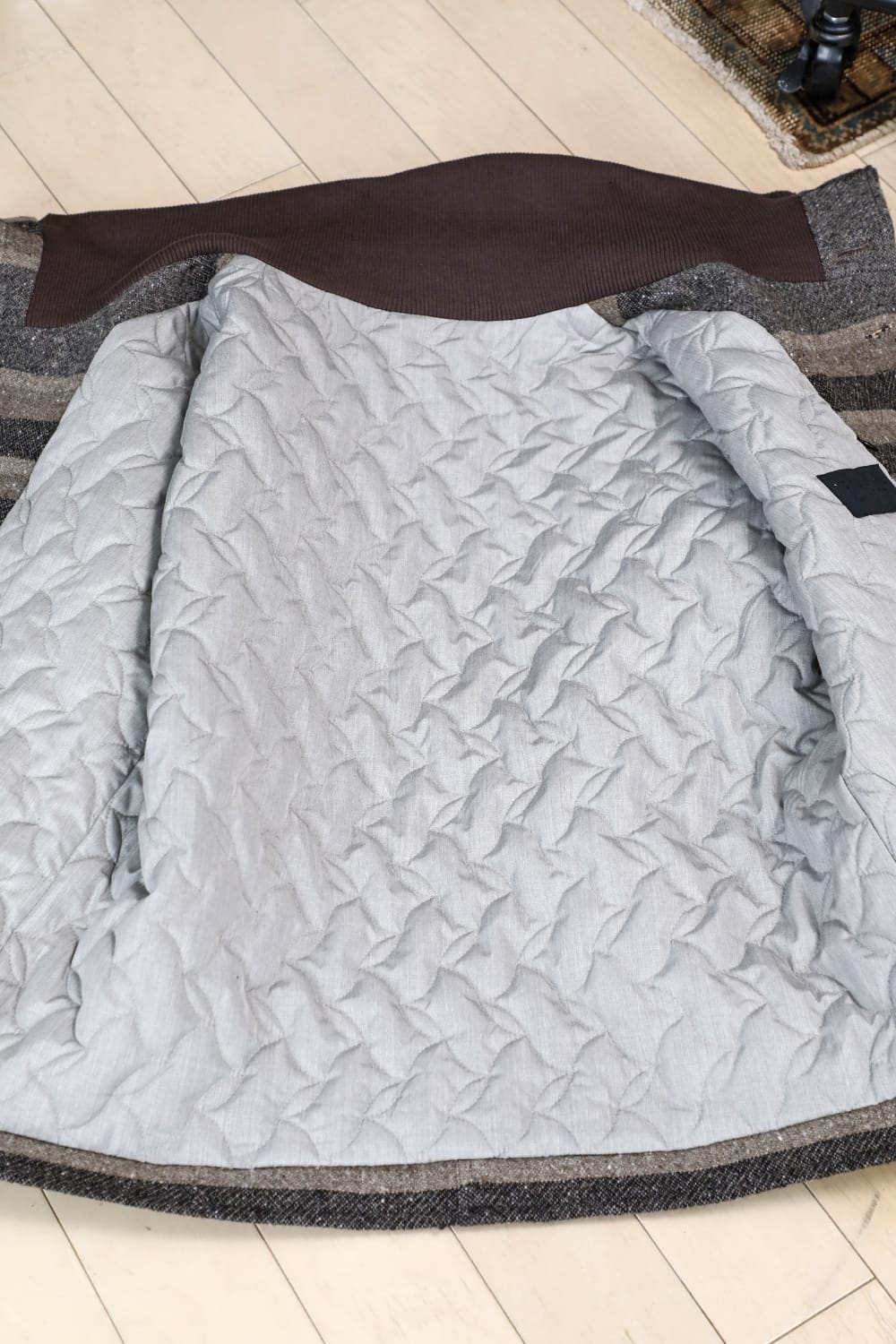 High neck jacket striped wool