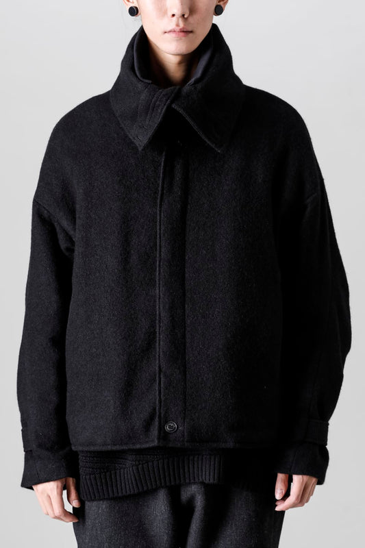 High neck jacket brushed cashgora