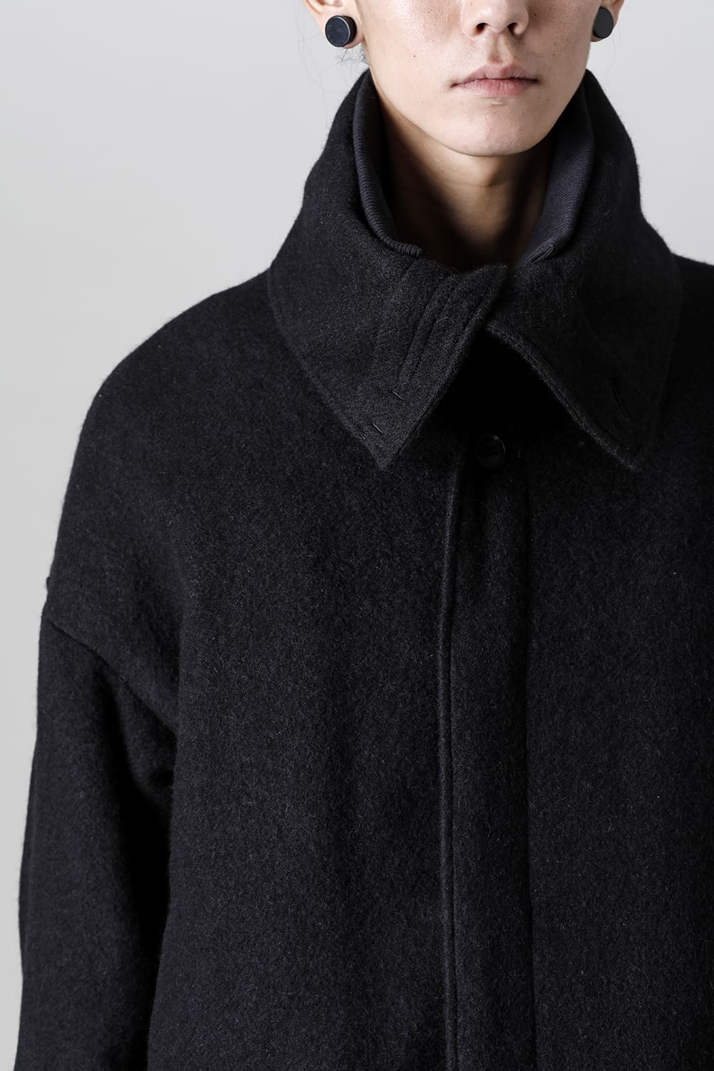 High neck jacket brushed cashgora