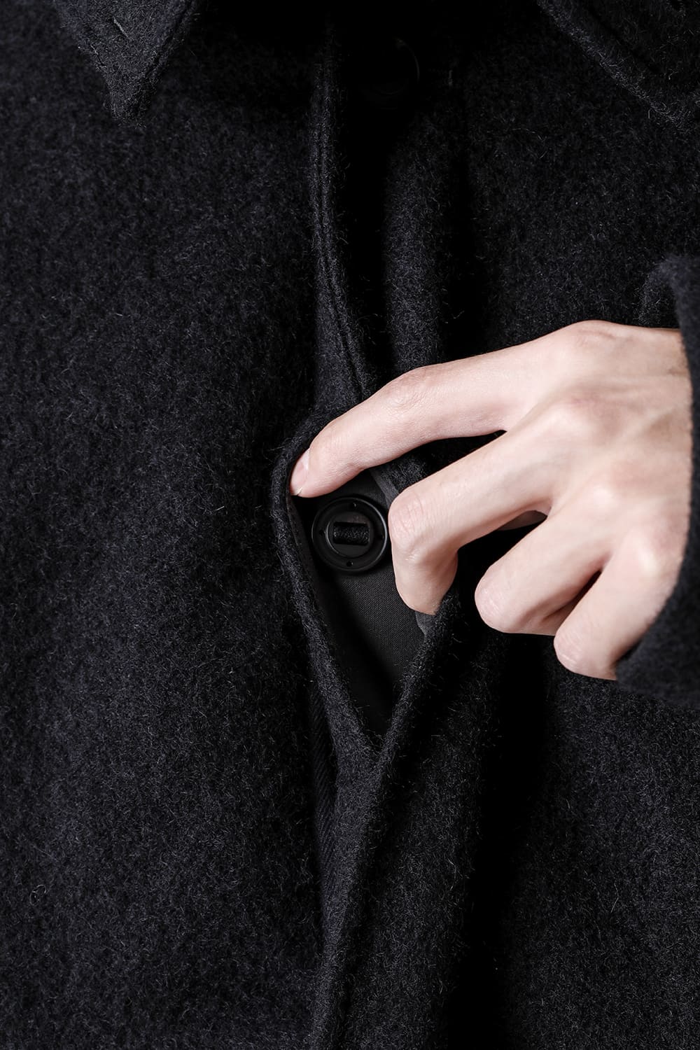 High neck jacket brushed cashgora