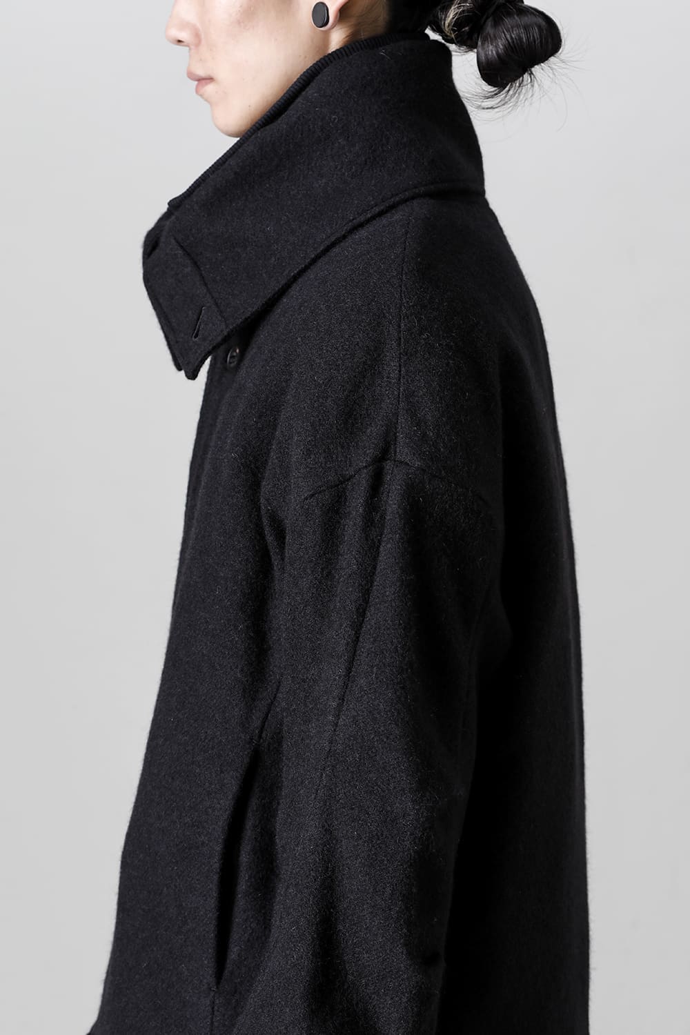 High neck jacket brushed cashgora