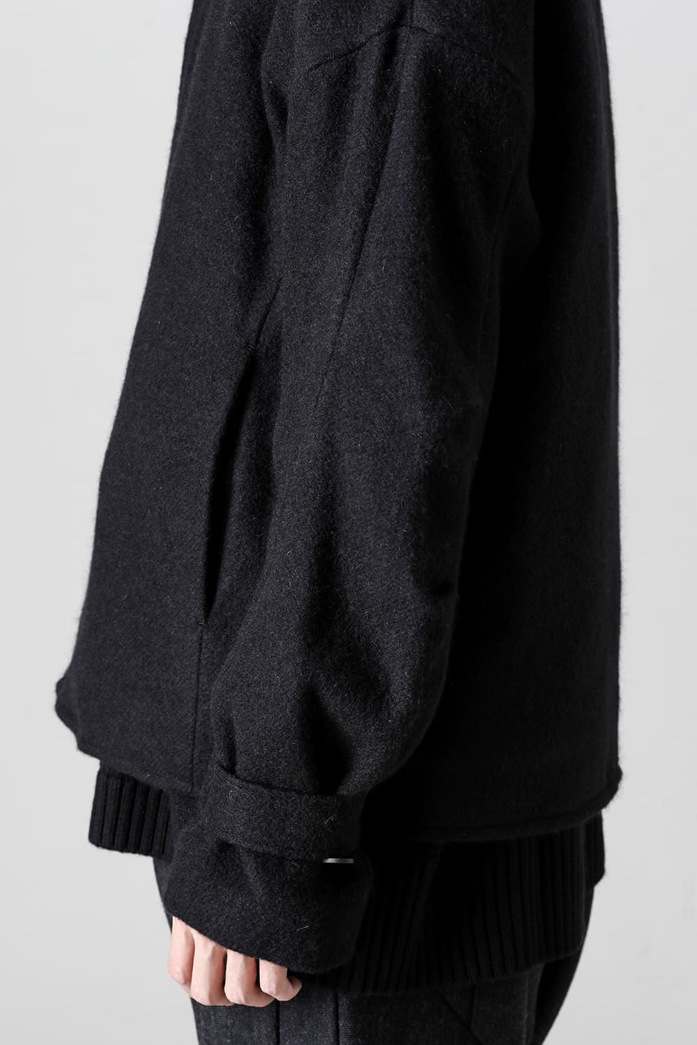 High neck jacket brushed cashgora