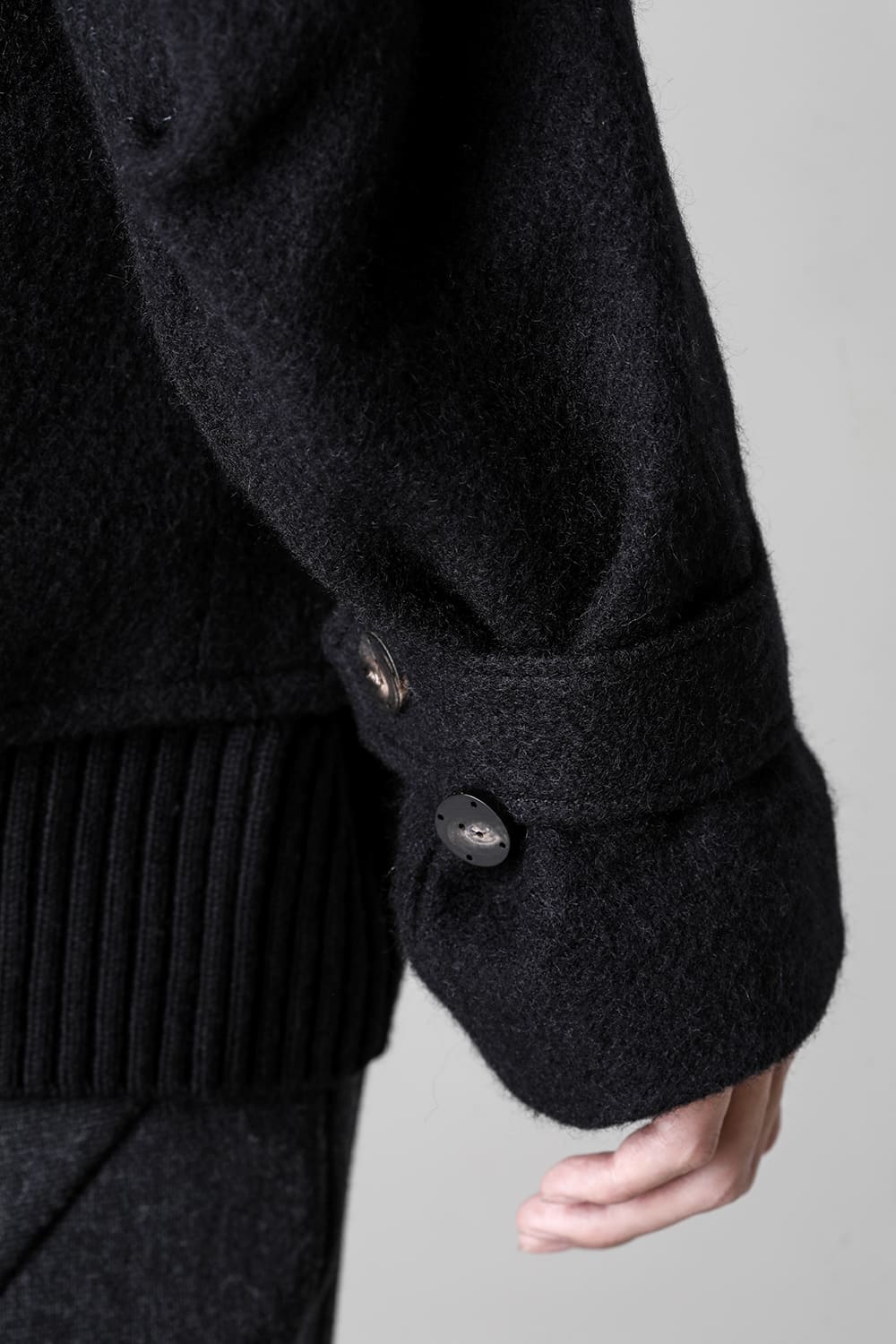 High neck jacket brushed cashgora