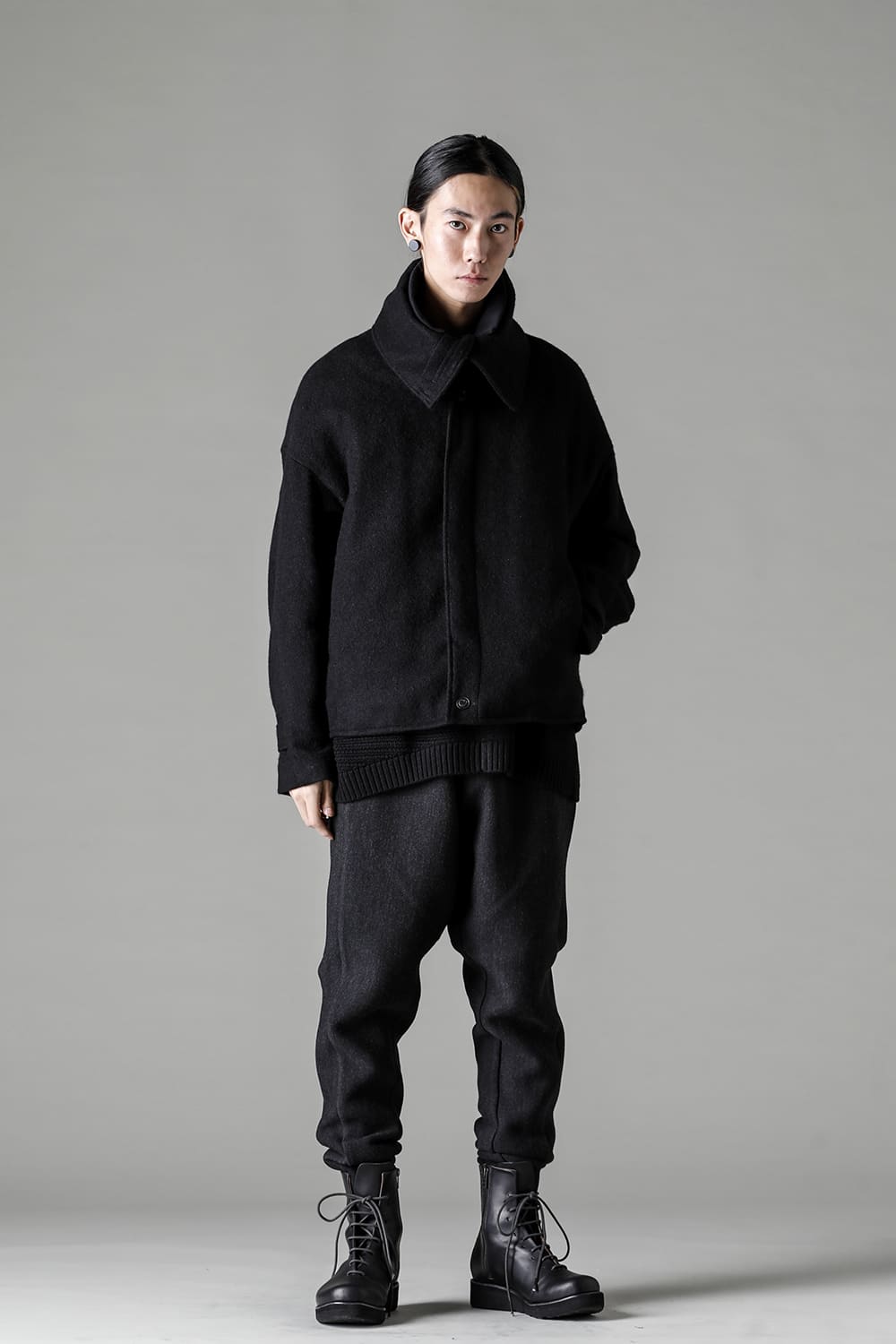 High neck jacket brushed cashgora