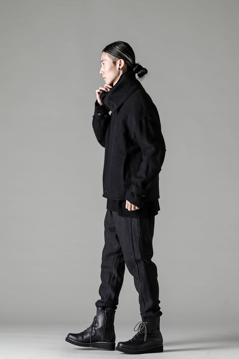 High neck jacket brushed cashgora