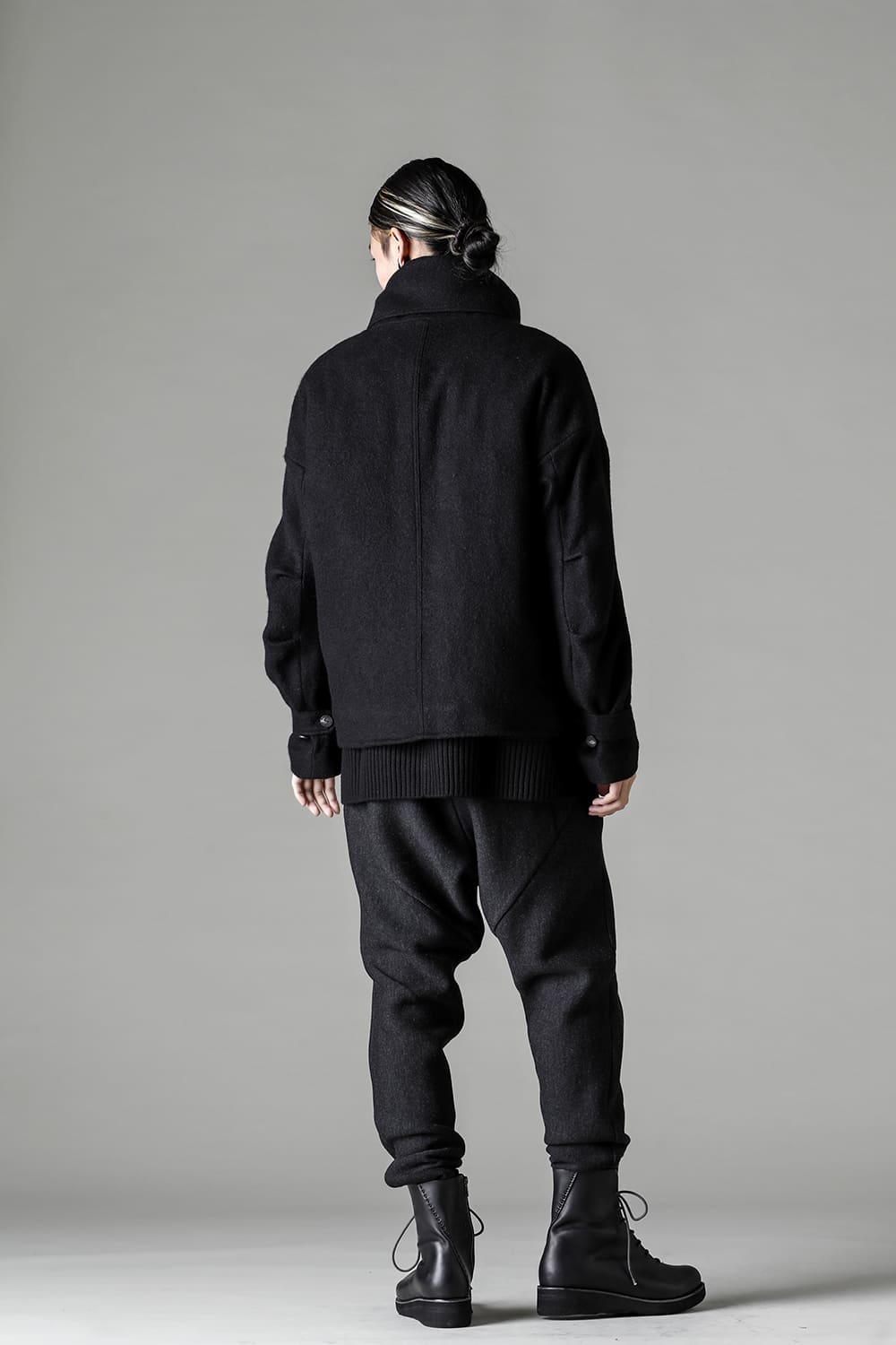 High neck jacket brushed cashgora