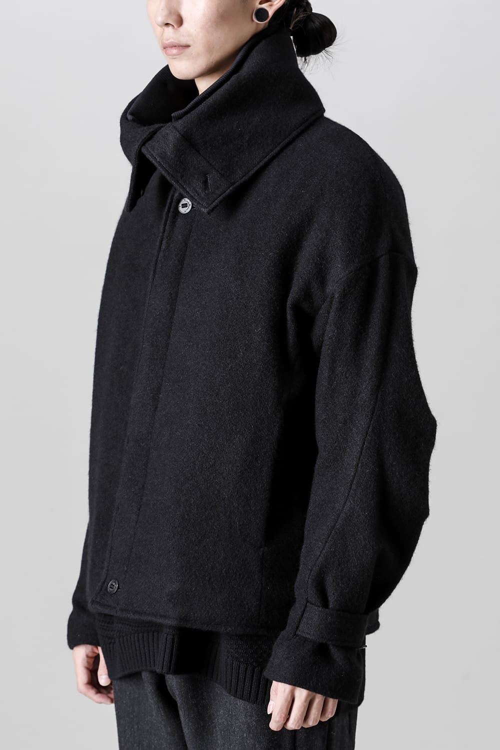High neck jacket brushed cashgora