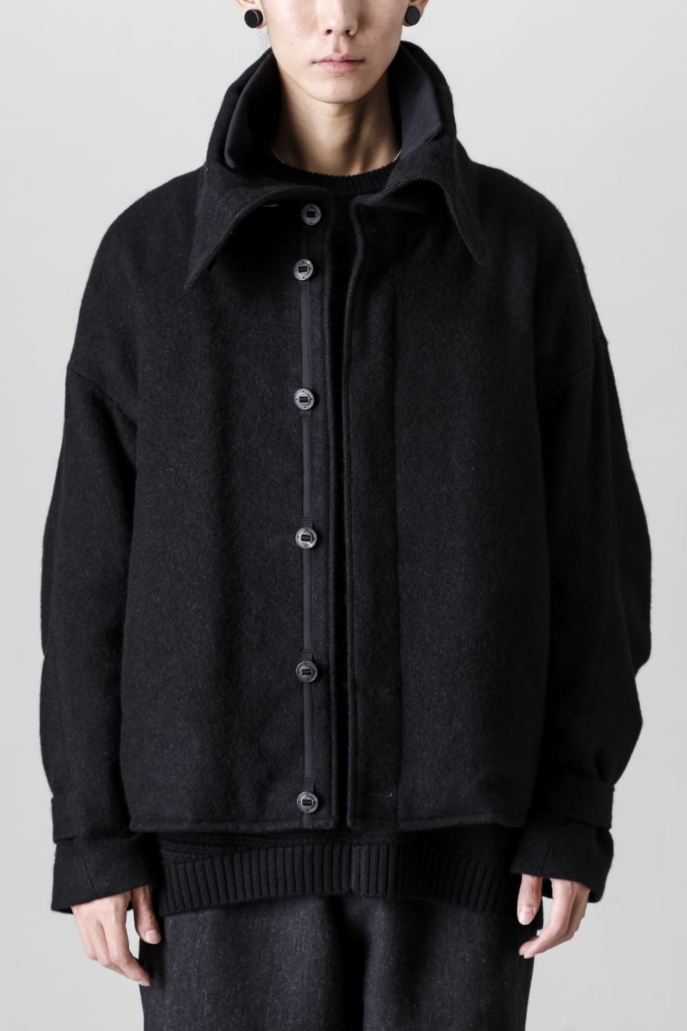 High neck jacket brushed cashgora