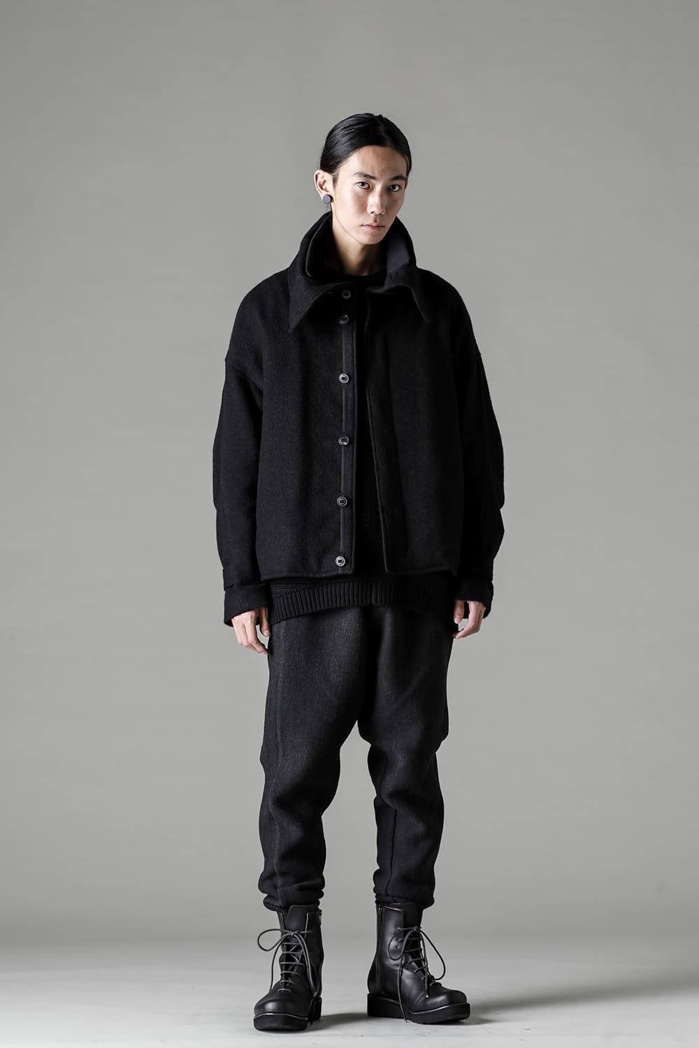 High neck jacket brushed cashgora