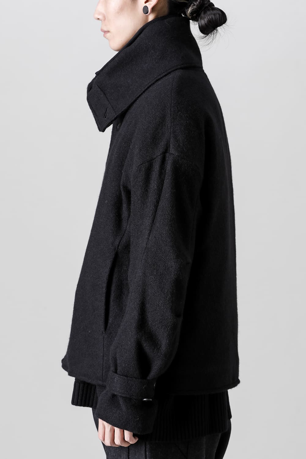 High neck jacket brushed cashgora