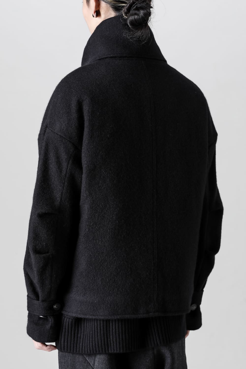 High neck jacket brushed cashgora