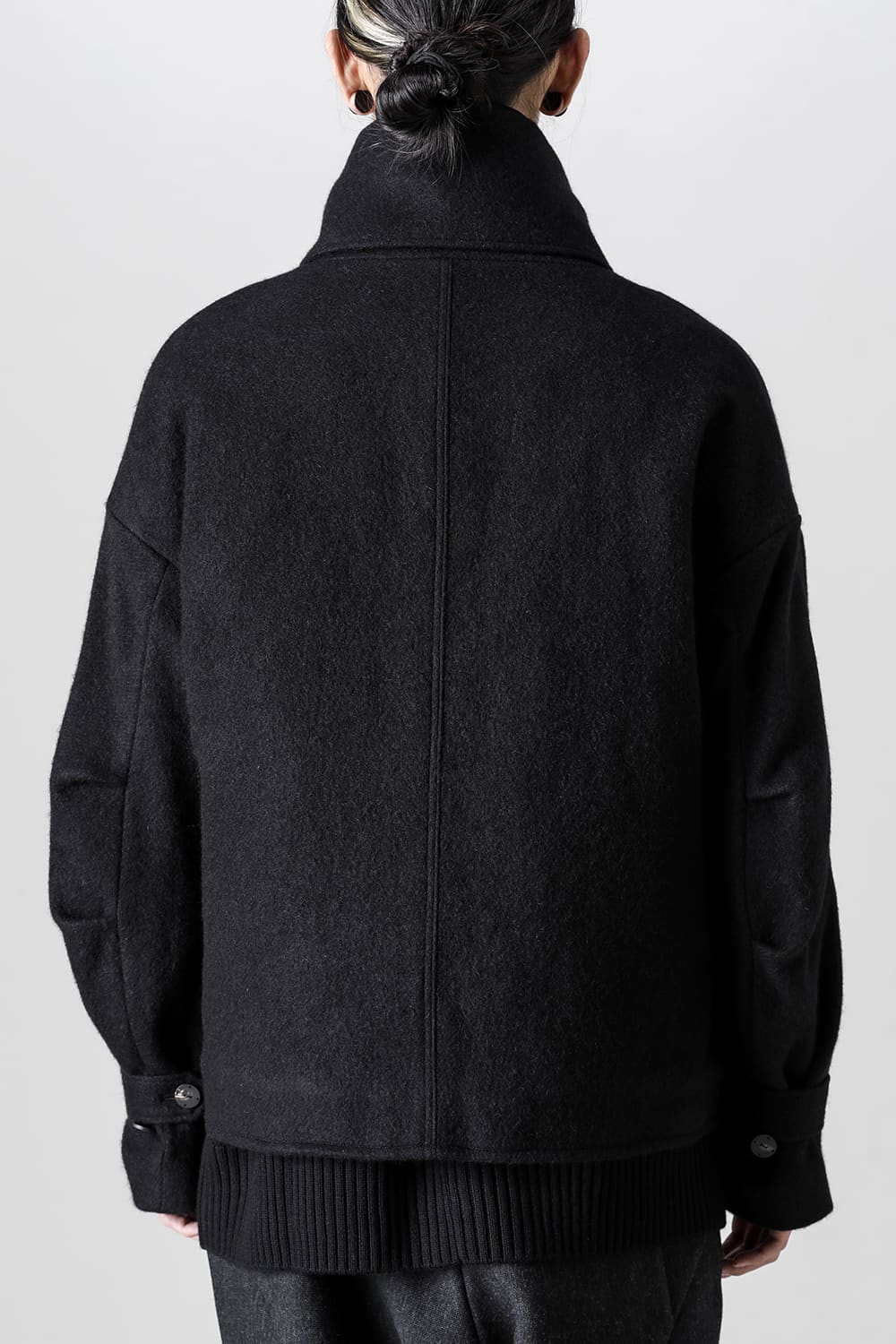 High neck jacket brushed cashgora