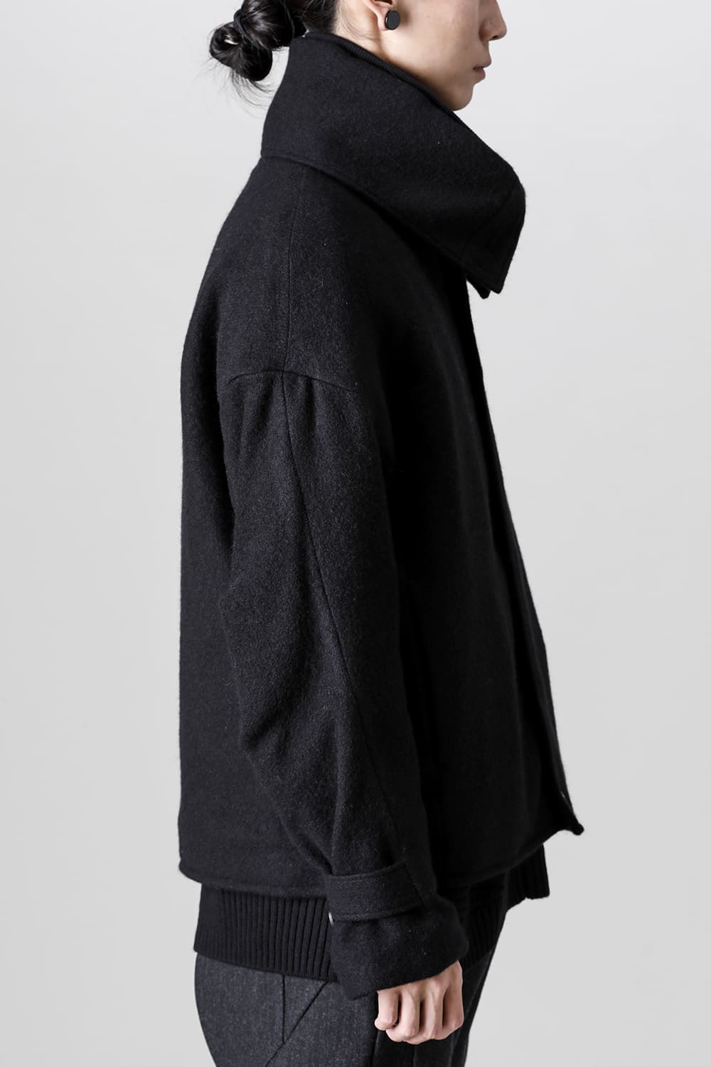 High neck jacket brushed cashgora