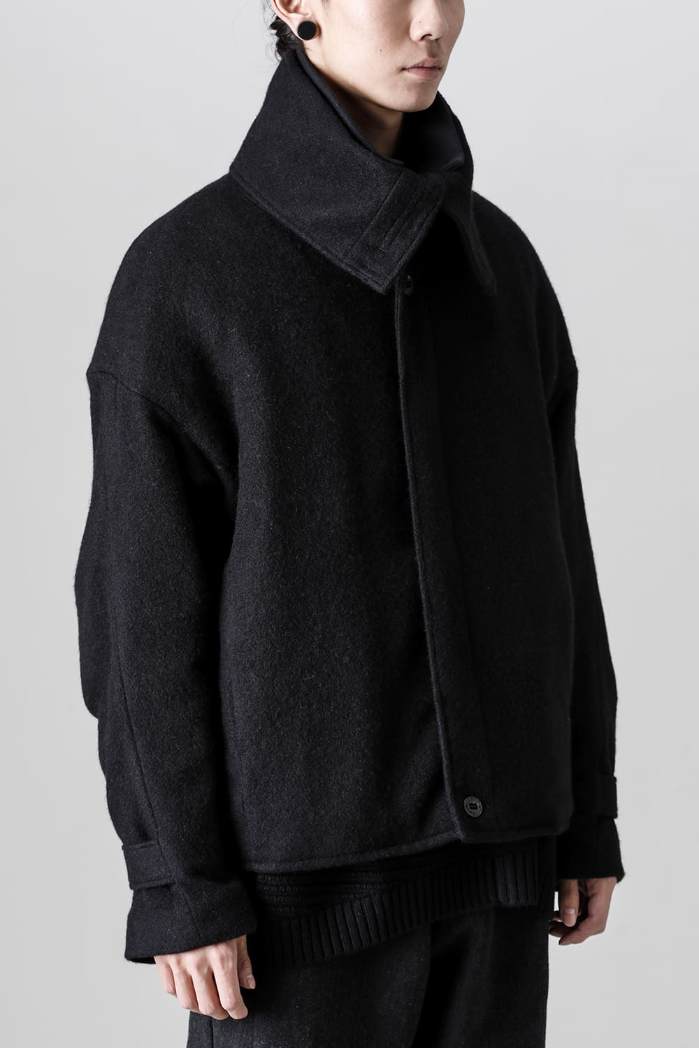High neck jacket brushed cashgora