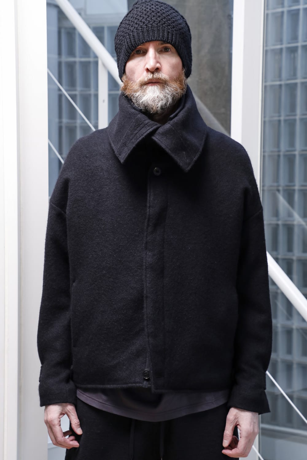 High neck jacket brushed cashgora