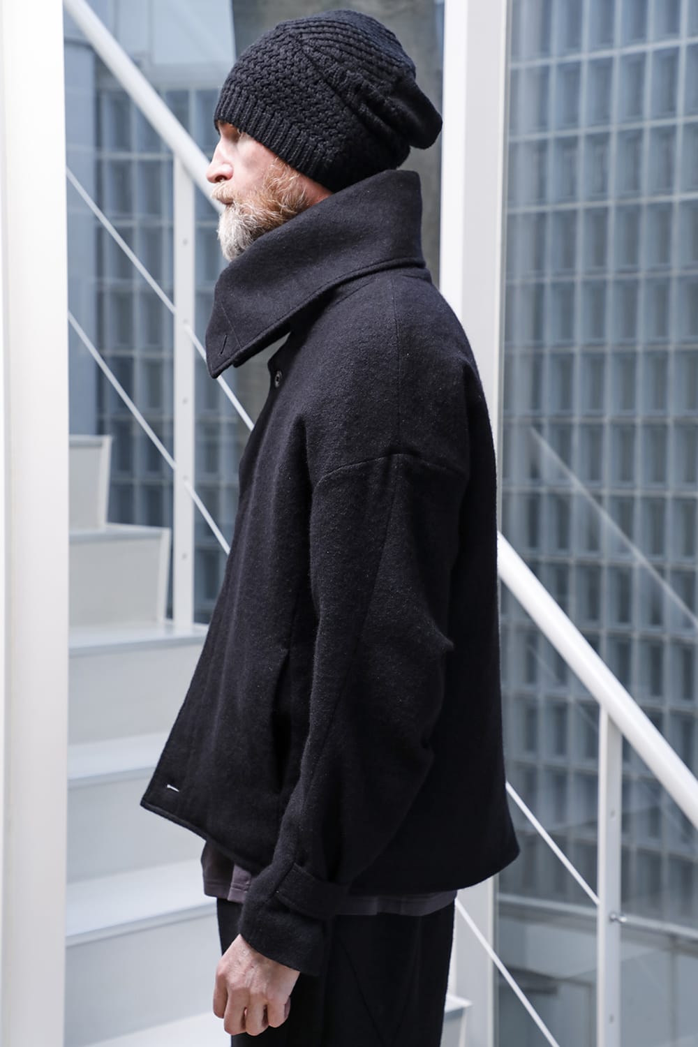 High neck jacket brushed cashgora