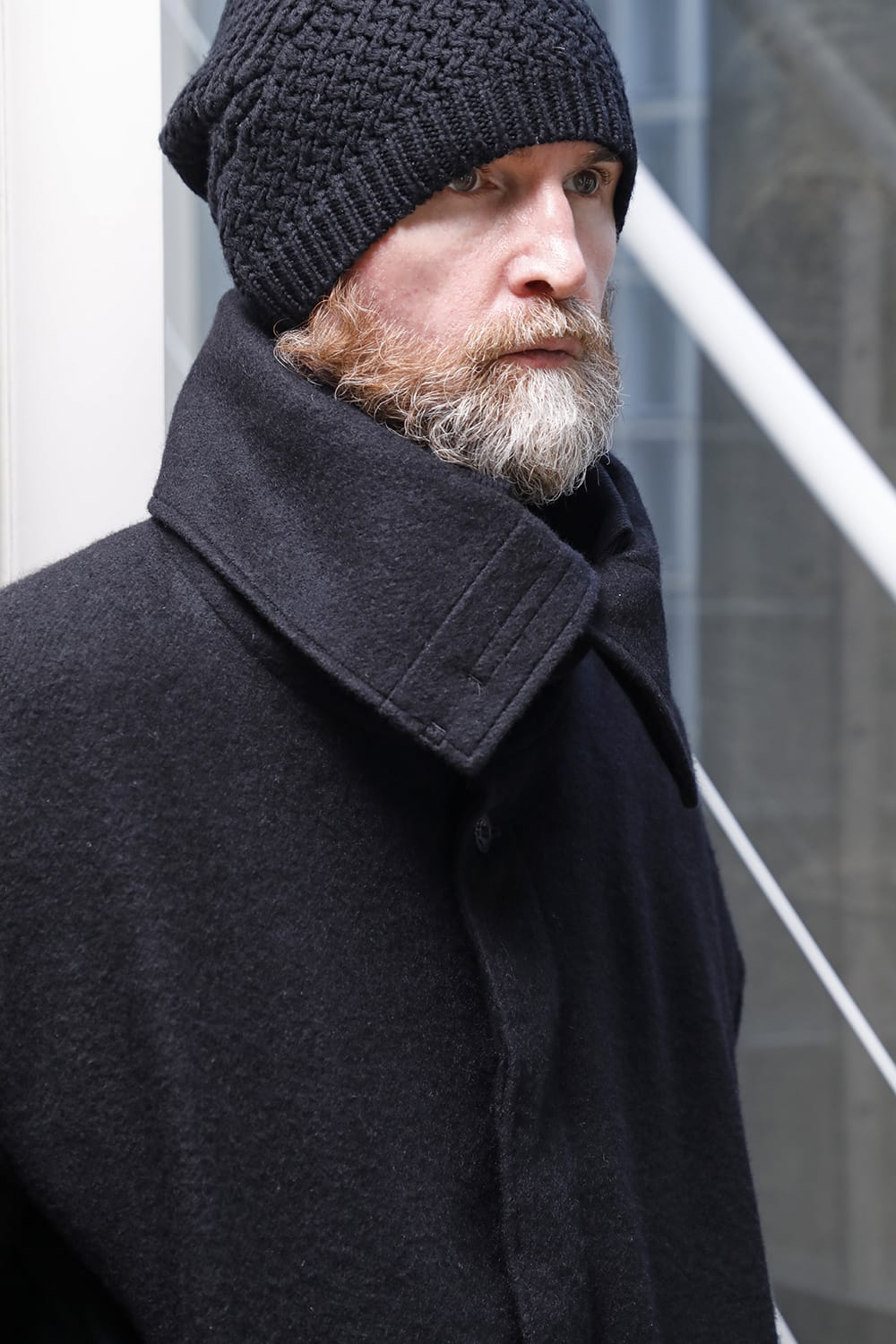 High neck jacket brushed cashgora